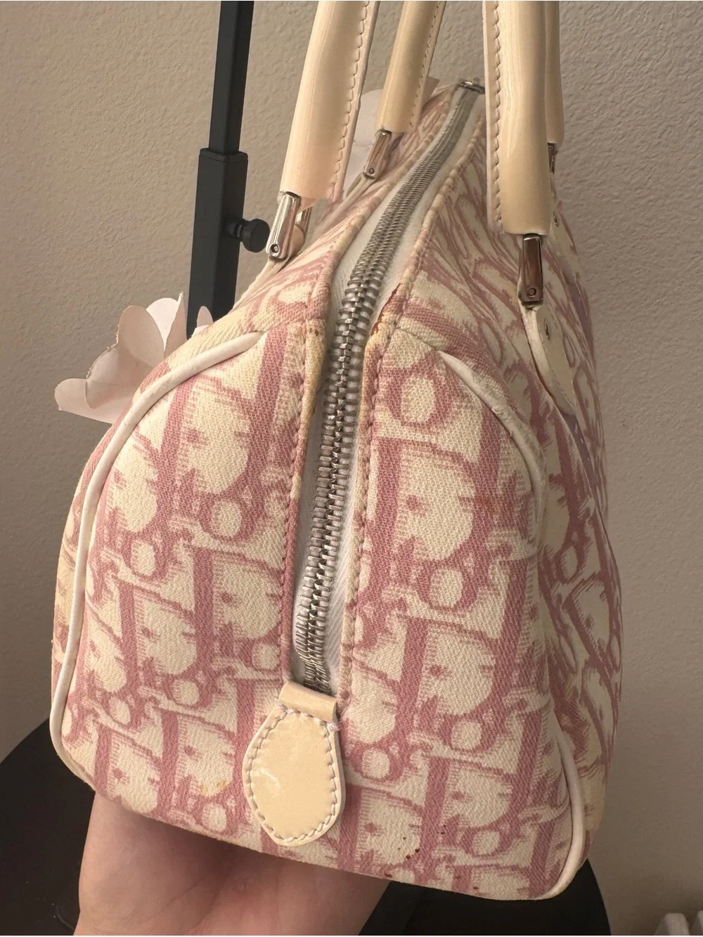 authentic CHRISTIAN DIOR Monogram Girly Boston in Pink.